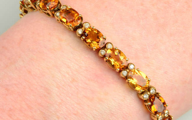A citrine bracelet, with brilliant-cut diamond spacers.