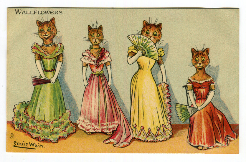 A collection of 22 postcards by Louis Wain, including postcards published by Wildt & Kray and Ra