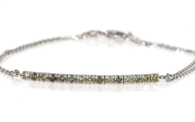 A diamond bracelet set with numerous brilliant-cut multi coloured diamonds, mounted in...