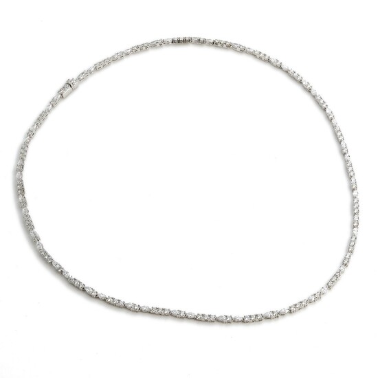 NOT SOLD. A diamond necklace set with numerous marquise, pear and brilliant-cut diamonds weighing a...
