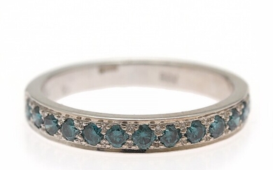 NOT SOLD. A diamond ring set with numerous brilliant-cut blue diamonds weighing a total of...