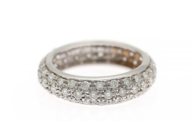 A diamond ring set with numerous diamonds weighing a total of app. 1.78 ct., mounted in 18k white gold. Size app. 54.5.