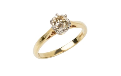 A diamond solitaire ring, the old brilliant cut stone claw...
