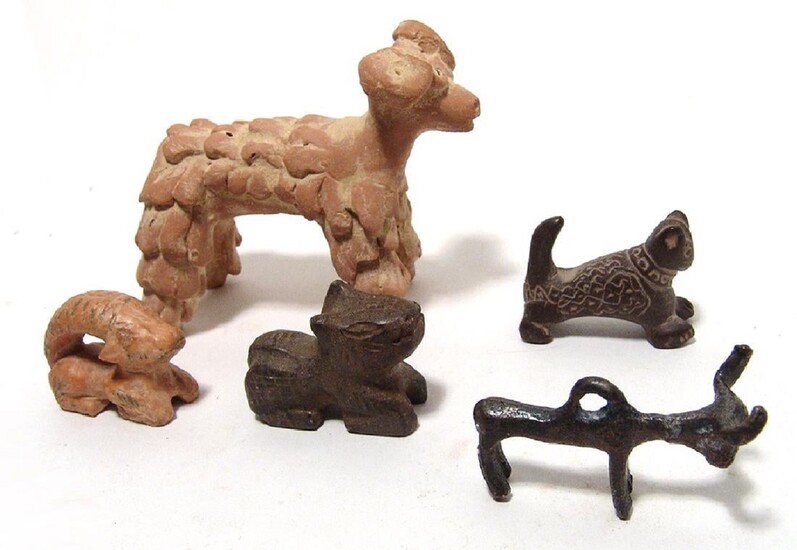 A group of modern animal figures in ancient-style