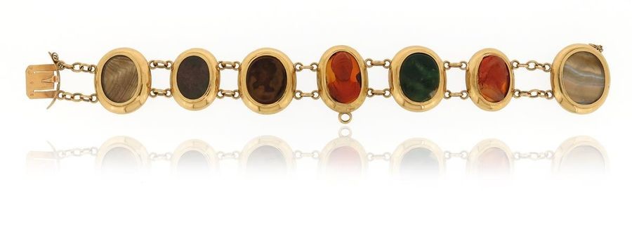 A hardstone intaglio bracelet, the intaglios possibly 18th...