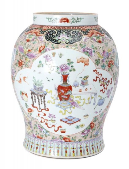 A large Chinese porcelain baluster jar, early...