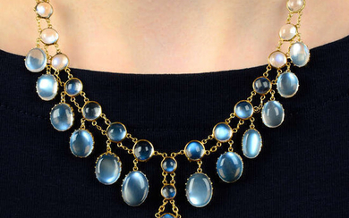 A moonstone fringe necklace.
