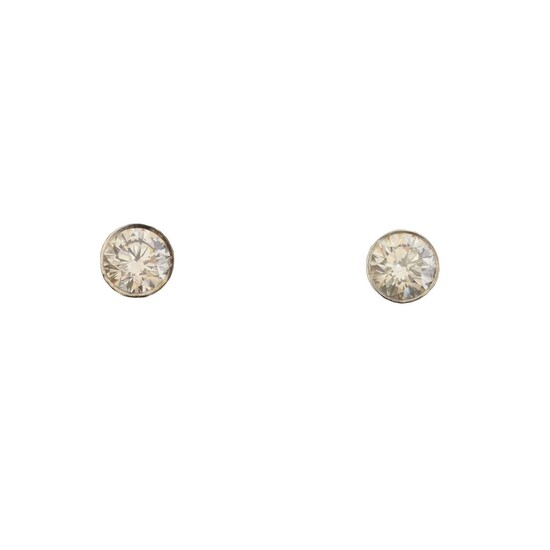 A pair of 18ct gold brilliant cut diamond stud earrings