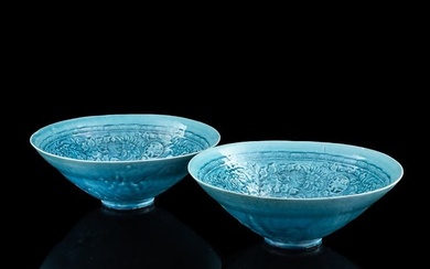 A pair of Chinese 'Shufu'-style hat-shaped bowls, 18th/19th century