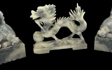 A pair of Chinese hardstone Dogs of Fo, height 12.5cm,...
