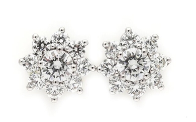 SOLD. A pair of diamond ear studs each set with numerous diamonds weighing a total of app. 1.51 ct., mounted in 18k white gold. (2) – Bruun Rasmussen Auctioneers of Fine Art