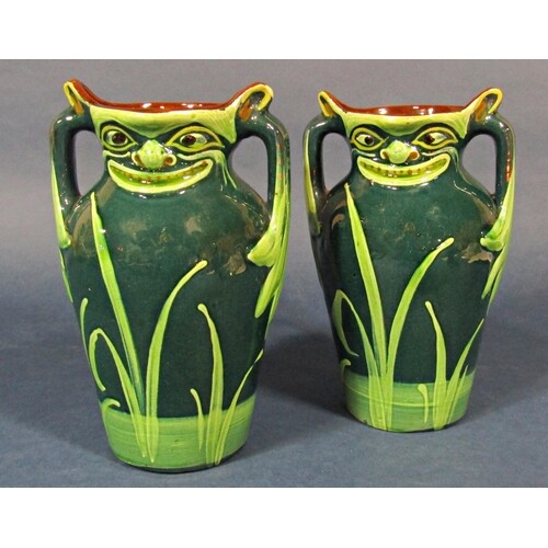 A pair of early 20th century Allervale three handled vases w...