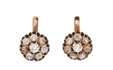 A pair of late 19th century Russian gold old-cut diamond clu...