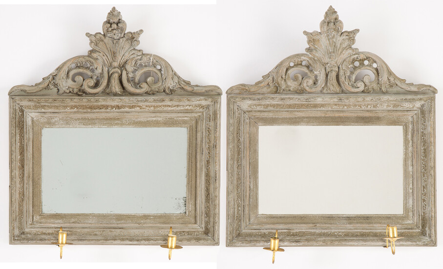 A pair of neo-rococo mirror sconcec, late 19th century.
