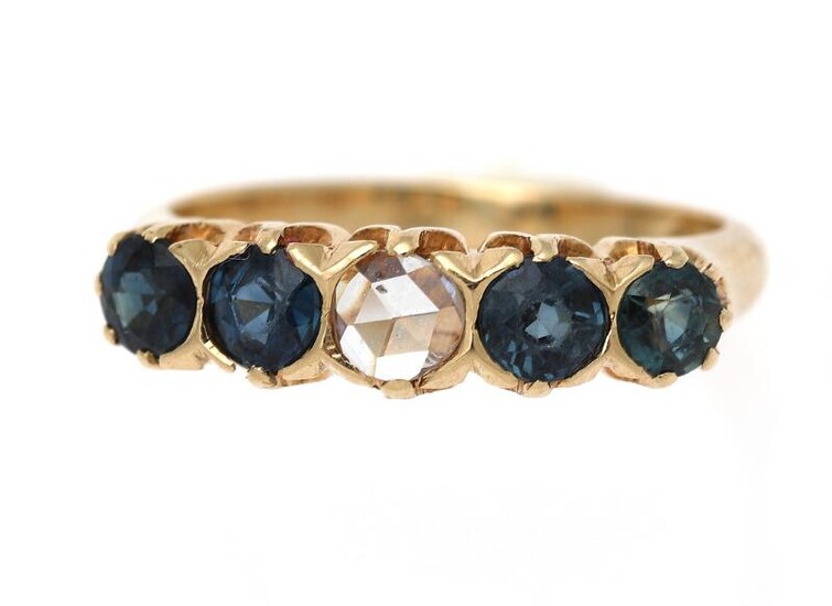 SOLD. A sapphire and diamond ring set with a rose-cut diamond and four circular-cut sapphires, mounted in 14k gold. Size 58. – Bruun Rasmussen Auctioneers of Fine Art