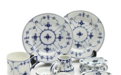 A selection of blue fluted porcelain. Royal Copenhagen, Bing & Groendahl a.o....
