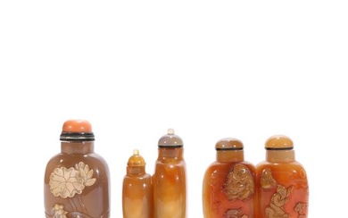 A set of agate snuff bottles