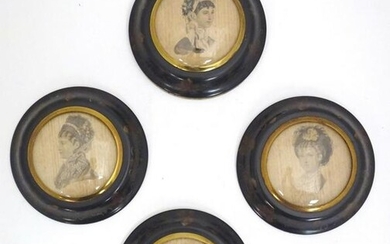 A set of four French 19thC portrait miniature frames of