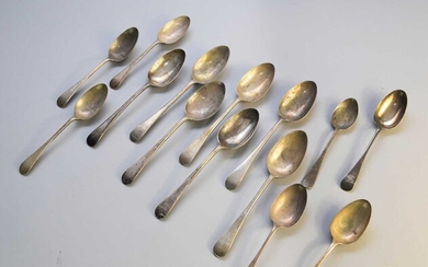 A set of silver Old English pattern spoons