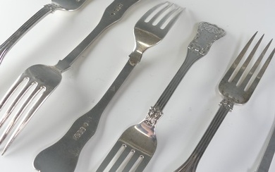 A set of six Victorian Scottish silver Dessert Forks, hallma...