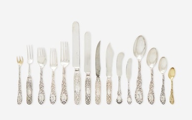 A sterling silver flatware service for eighteen in the "Indian Chrysanthemum" pattern, Tiffany &