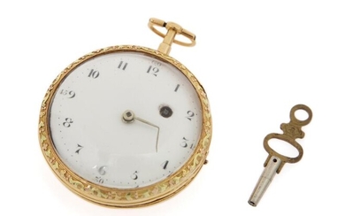 SOLD. A verge pocket watch in a tricoloured gold case. Late 18th century. Weight 68 g. Case diam. 45 mm. – Bruun Rasmussen Auctioneers of Fine Art