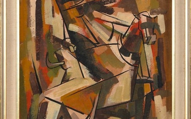 AMERICAN SCHOOL (Mid-20th Century,), Abstract image of Don Quixote., Oil on board, 17" x 13". Framed