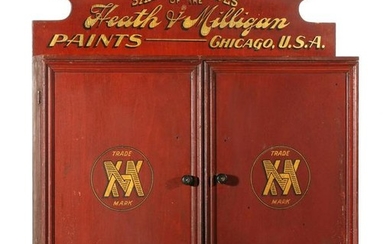 AN ADVERTISING CABINET FOR HEATH AND MILLIGAN PAINTS