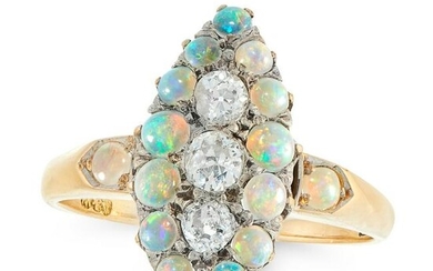AN ANTIQUE DIAMOND AND OPAL DRESS RING, CIRCA 1900 in