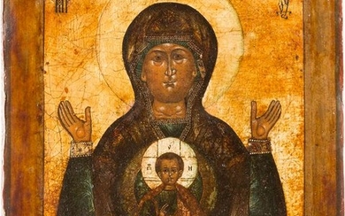AN ICON SHOWING THE MOTHER OF GOD OF THE SIGN Russian