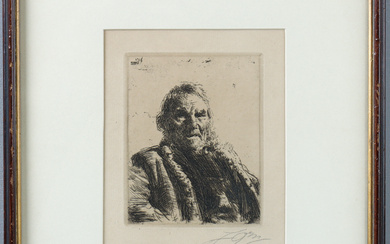 ANDERS ZORN. “Old Jack”, etching, 1918.