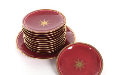 ARTHUR PERCY. 1886—1976. A set of 13 plates, “Red ruby”, Gefle, 1930s.