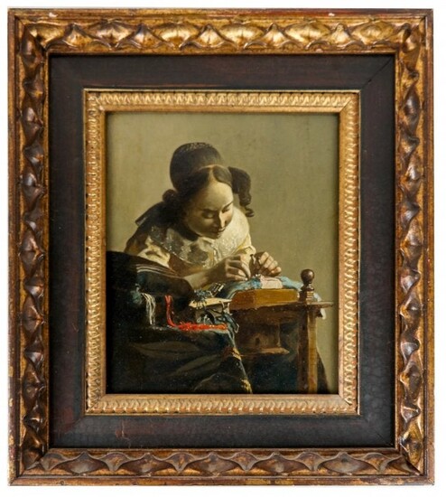 After Johann VERMEER: Lacemaker - Oil Painting
