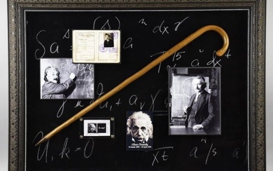 Albert Einstein Signed Cane t, Shadowbox Framed