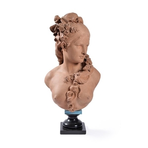Albert Ernest Carrier-Belleuse (French, 1824 – 1887), a sculpted terracotta bust of a maiden