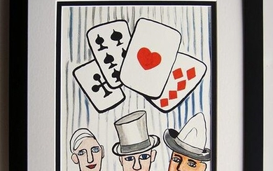 Alexander Calder Original Poker Players Framed 1975 Lithograph