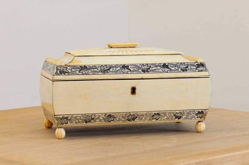 An Anglo-Indian ivory tea caddy