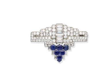 An Art Deco sapphire and diamond brooch