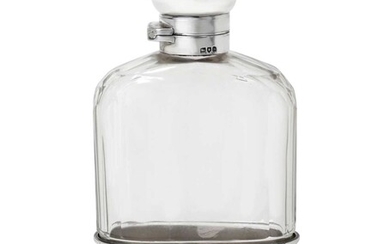 An Edward VII Silver-Mounted Glass Spirit-Flask Maker's Mark Worn, London, 1902, Retailed by Andrew Barnett and Sons, 157 and 158 Piccadilly, London