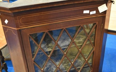 An Edwardian mahogany corner wall display cabinet , height approx 107cm