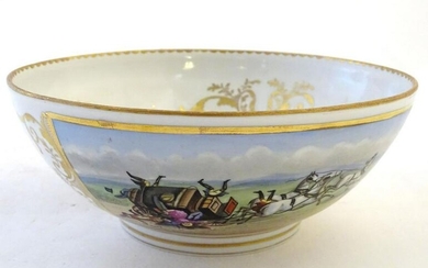 An English 19thC porcelain bowl with hand painted