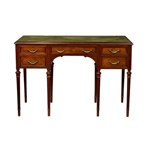 An English Louis XVI style mahogany and parcel gilt dressing...
