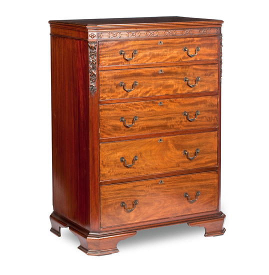 An early 20th century mahogany tall chest of drawers