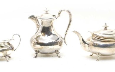 An early 20th century silver three piece tea service
