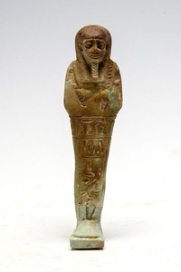 Ancient Egyptian Faience Shabti(not translated)- 11.6×2.8×11.6 cm - (1)