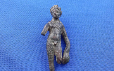 Ancient Roman Bronze Apollo Statuette - 6×3×1.5 cm