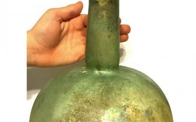 Ancient Roman Glass Jar (gigantic for an ancient glass object ! )- 25×17 cm