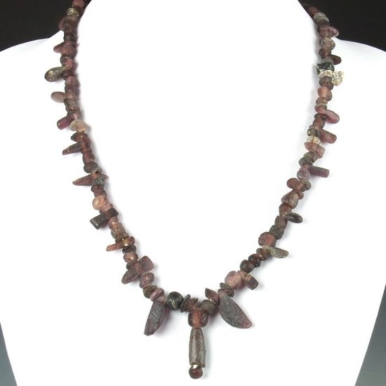 Ancient Roman Glass Necklace with purple glass beads
