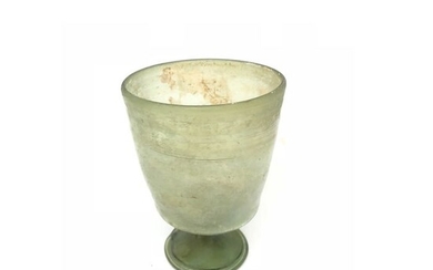 Ancient Roman Glass green cup, 9 cm- EX-BONHAMS