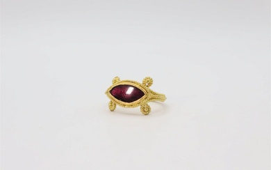 Ancient Roman Gold Ring with Purple Gemstone 1st- 3rd Century...
